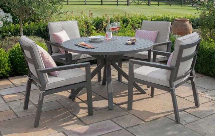 Maze New York Dove Grey 4 Seat Round Dining Set