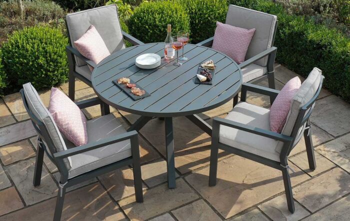 Maze New York Dove Grey 4 Seat Round Dining Set