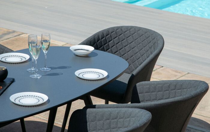 Maze Ambition Charcoal Outdoor Fabric 6 Seat Oval Dining Set 