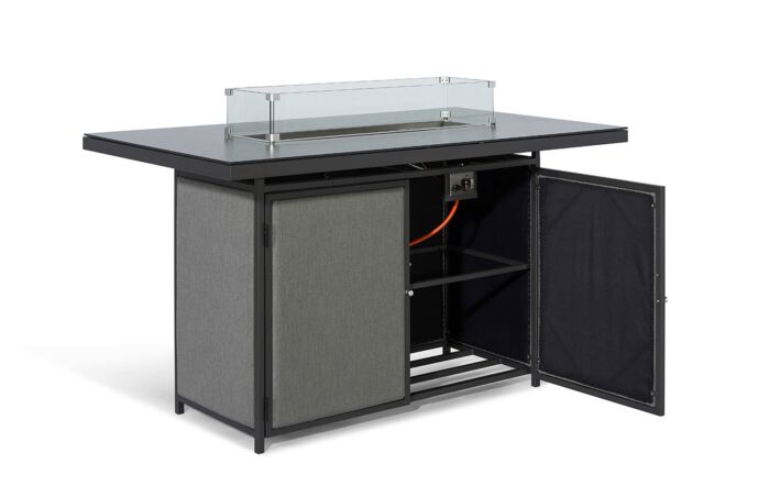 Maze Regal Flanelle Fabric 8 Seat Bar Set With Fire Pit Table 