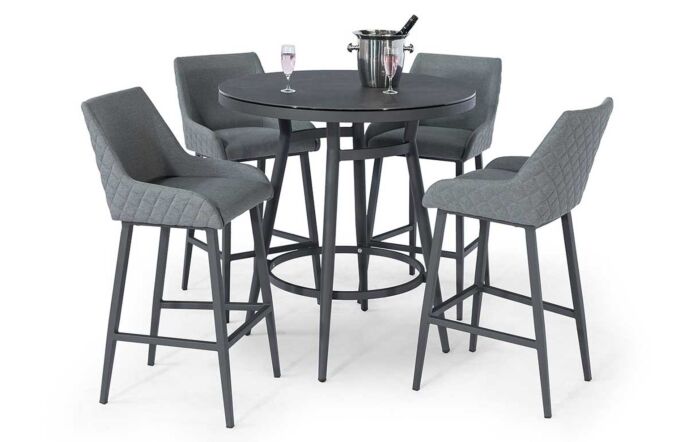 Maze Regal Outdoor Flanelle Fabric 4 Seat Round Bar Set 