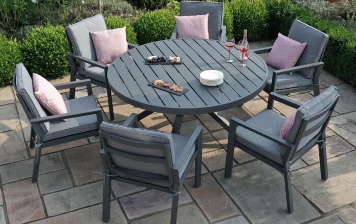 Maze New York Dove Grey 6 Seat Round Dining Set 