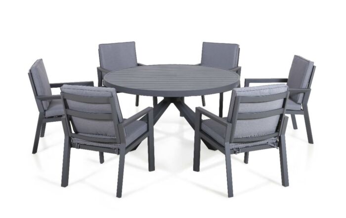 Maze New York Dove Grey 6 Seat Round Dining Set 