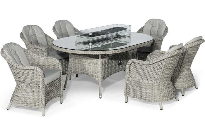 Maze Oxford Oval 6 Seat Fire Pit Dining Set