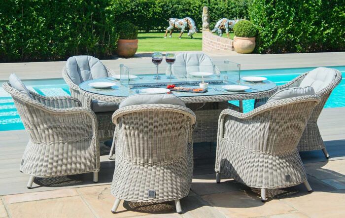 Maze Oxford Oval 6 Seat Fire Pit Dining Set