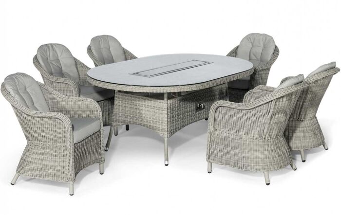 Maze Oxford Oval 6 Seat Fire Pit Dining Set
