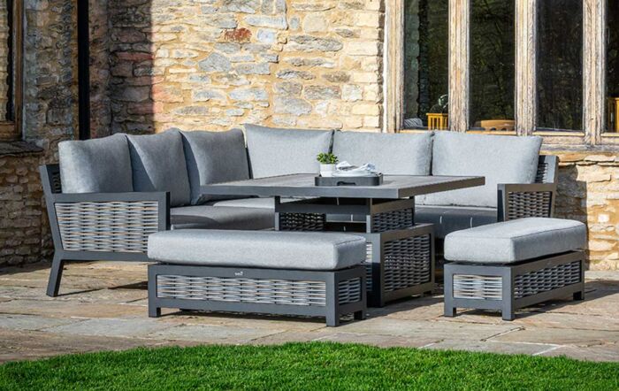 Bramblecrest Portofino Square Garden Corner Sofa Set with Adjustable Ceramic Table