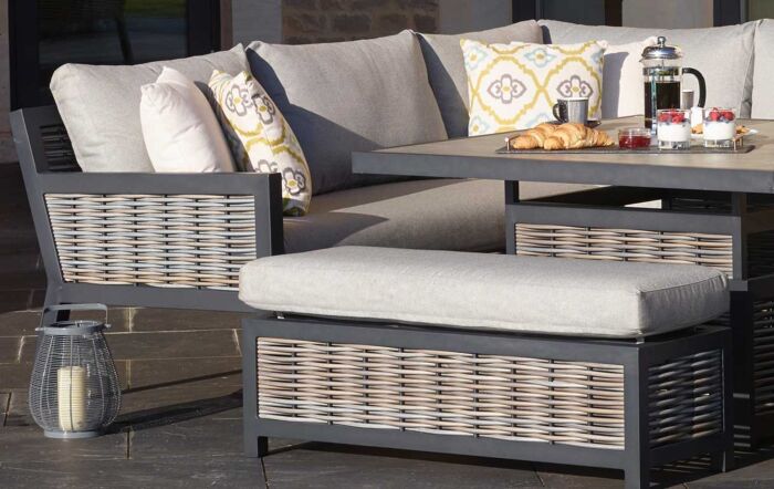 Bramblecrest Portofino Square Garden Corner Sofa Set with Adjustable Ceramic Table