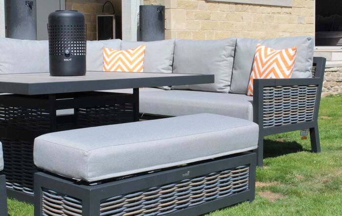 Bramblecrest Portofino Square Garden Corner Sofa Set with Adjustable Ceramic Table