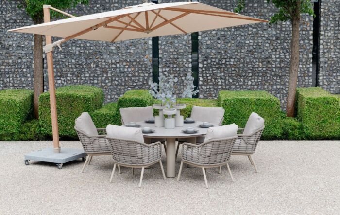 4 Seasons Outdoor Puglia 6 Seat Round Low Garden Dining Set