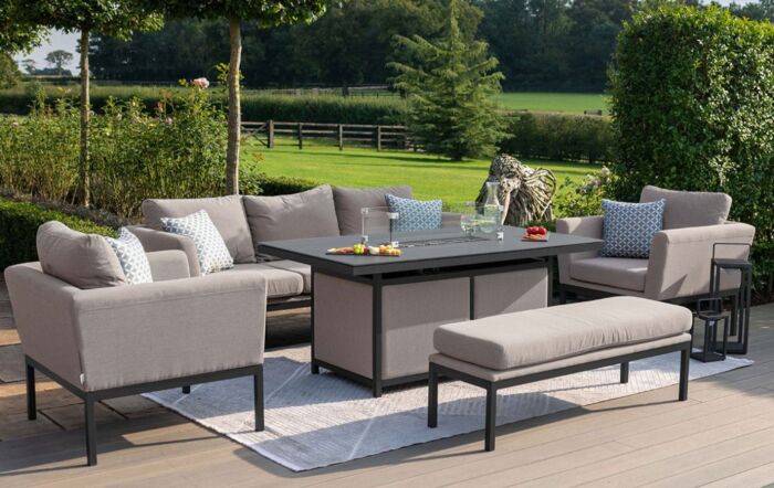Maze Pulse Oatmeal 3 Seat Sofa Set With Firepit Table