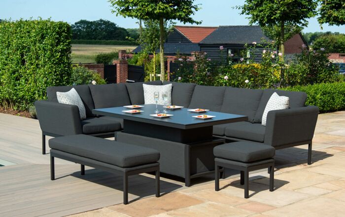 Maze Pulse Adjustable Corner Dining Set in Charcoal