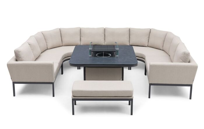 Maze Pulse U Shape Fire Pit Dining Set - Oatmeal