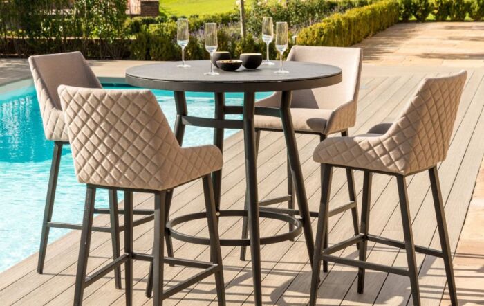Maze Outdoor Fabric Regal Oatmeal 4 Seat Round Bar Set 