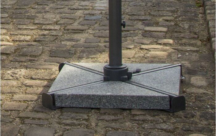 Bramblecrest Chichester Grey 3M Square Crank Handle Parasol with Granite Base and FREE Cover 