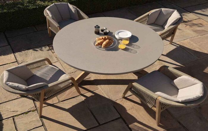Maze Martinique Rope Weave Outdoor 4 Seat Round Dining Set 