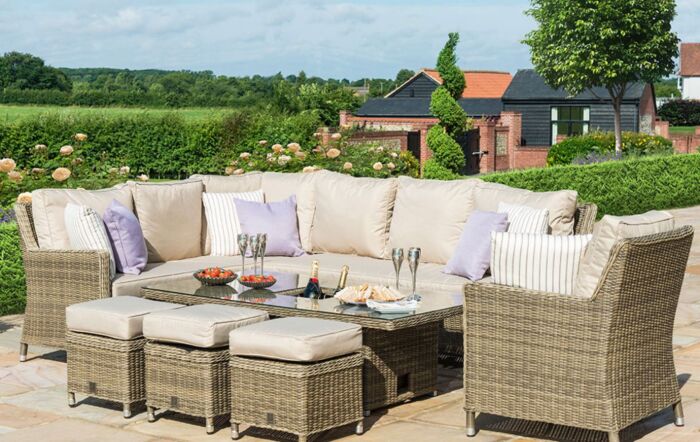 Maze Winchester Corner Garden Dining Set With Ice Bucket & Rising Table