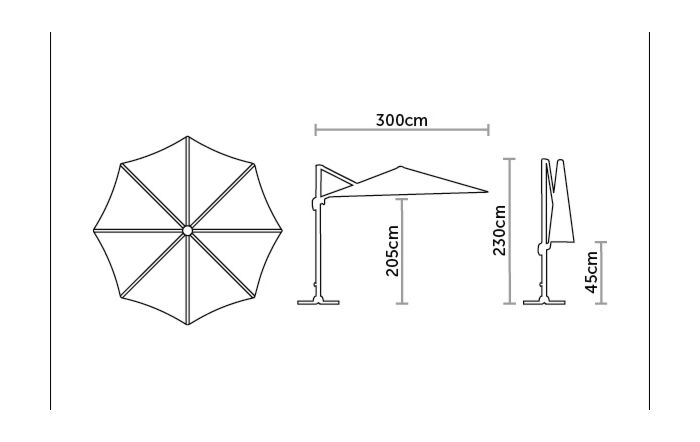 Bramblecrest Chichester Sand 3M Round Crank Handle Parasol with Granite Base and FREE Cover 